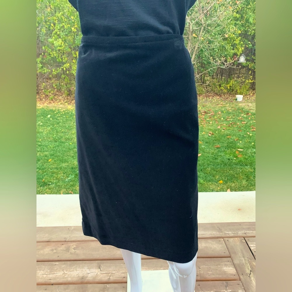 Ralph Lauren black cotton velvet mini pencil skirt just over the knee US 14 NWT